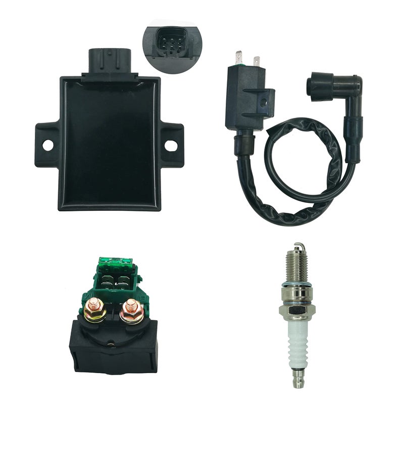 DABAZUALY Ignition Coil with CDI Box&Starter Solenoid Relay Replacement for Kawasaki Bayou 220 250 KLF220 KLF250 1996-2011 Part# 21119-1457 21121-1160 92070-1019 21160-1085 27010-1254 - Image 1